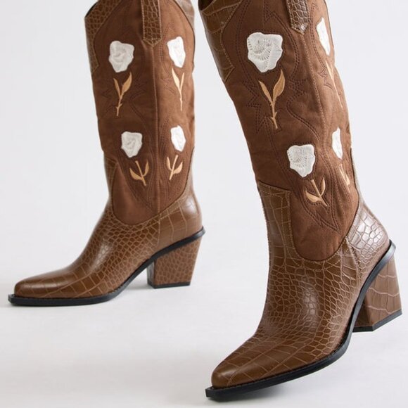 Fashion Nova Southerns Sweetest Cowboy Boots Brown - Picture 2 of 4